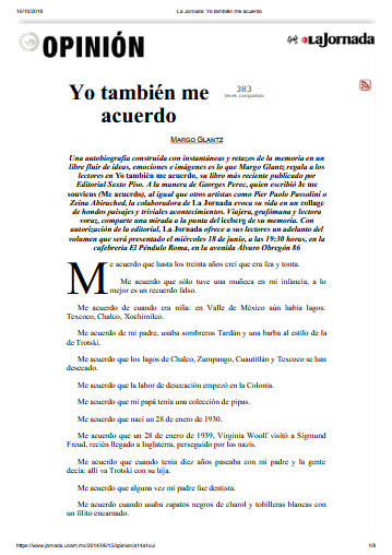 Yo también me acuerdo - Margo Glantz